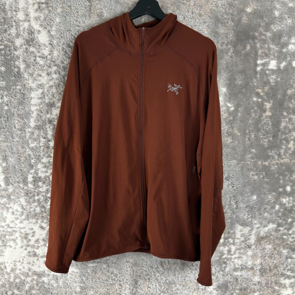 Arcteryx Size XL Athleisure Hooded Jacket Burnt Orange Full Zip Stretch